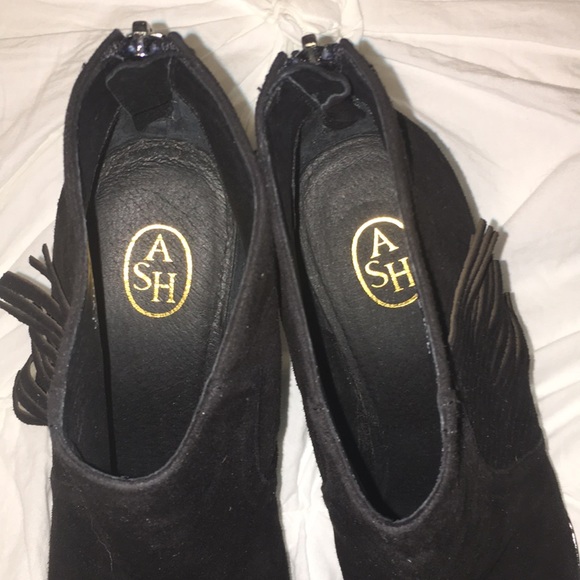 Ash Black Suede Peeptoe Wedges Size 39 - Picture 6 of 7